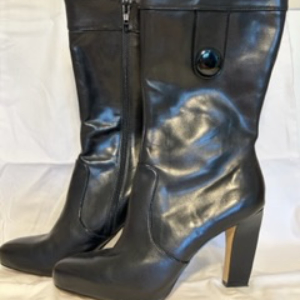 Franco Sarto Mid-Calf Black Leather Boots